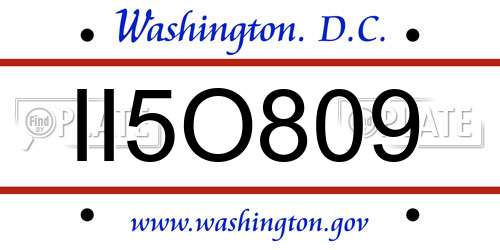 II5O809 District Of Columbia License Plate