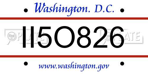 II5O826 District Of Columbia License Plate