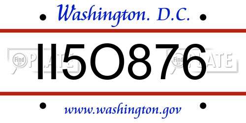 II5O876 District Of Columbia License Plate