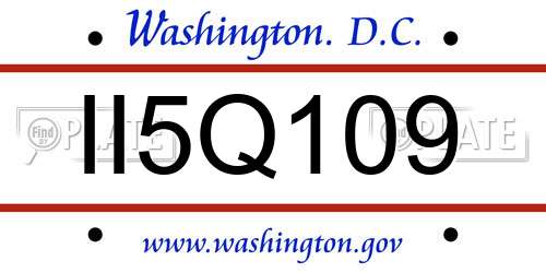 II5Q109 District Of Columbia License Plate