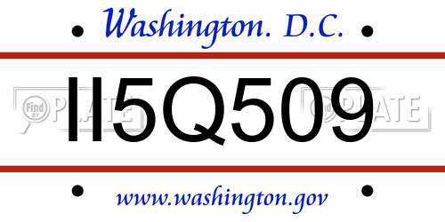 II5Q509 District Of Columbia License Plate