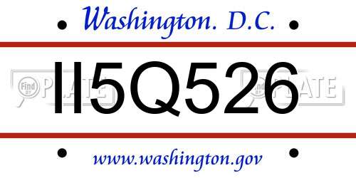 II5Q526 District Of Columbia License Plate