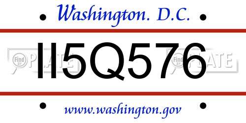 II5Q576 District Of Columbia License Plate