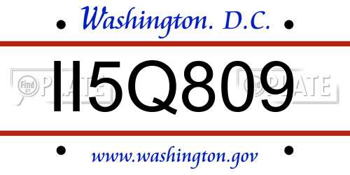 II5Q809 District Of Columbia License Plate