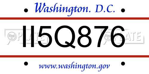 II5Q876 District Of Columbia License Plate