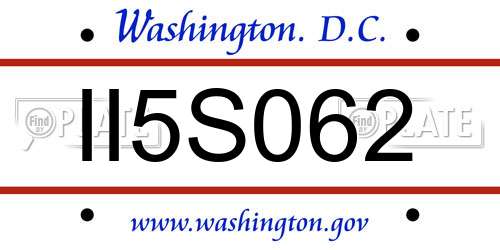 II5S062 District Of Columbia License Plate