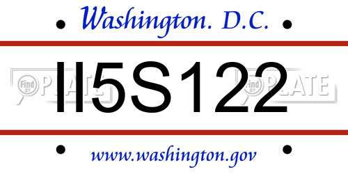II5S122 District Of Columbia License Plate