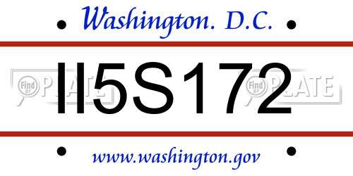II5S172 District Of Columbia License Plate