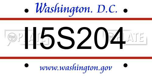 II5S204 District Of Columbia License Plate