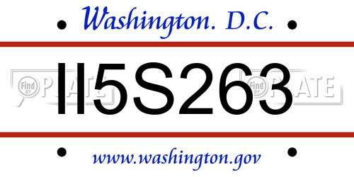 II5S263 District Of Columbia License Plate