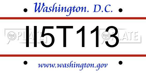 II5T113 District Of Columbia License Plate
