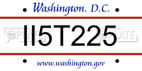 II5T225 District Of Columbia License Plate