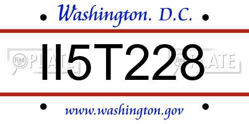 II5T228 District Of Columbia License Plate