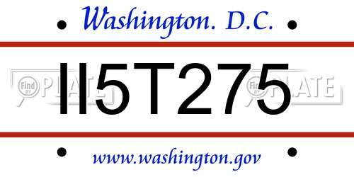II5T275 District Of Columbia License Plate