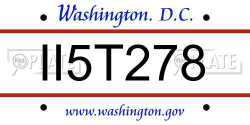 II5T278 District Of Columbia License Plate
