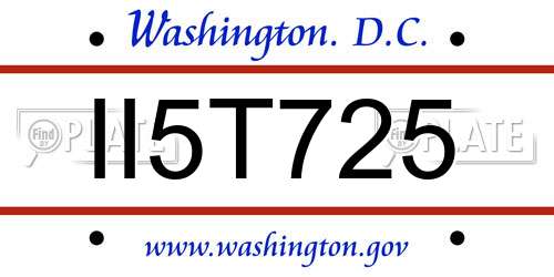 II5T725 District Of Columbia License Plate