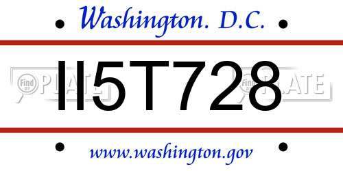 II5T728 District Of Columbia License Plate