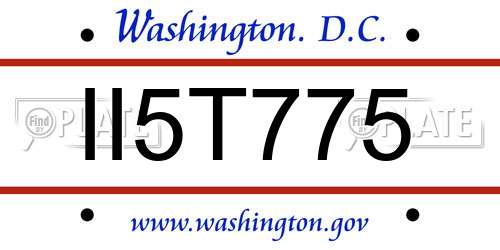 II5T775 District Of Columbia License Plate