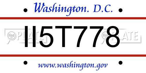 II5T778 District Of Columbia License Plate
