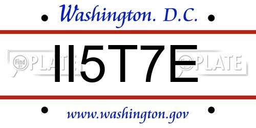 II5T7E District Of Columbia License Plate