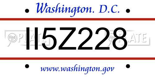 II5Z228 District Of Columbia License Plate