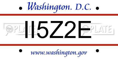 II5Z2E District Of Columbia License Plate