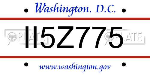 II5Z775 District Of Columbia License Plate