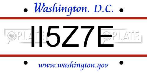 II5Z7E District Of Columbia License Plate