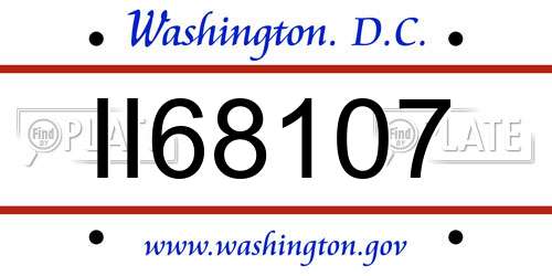 II68107 District Of Columbia License Plate