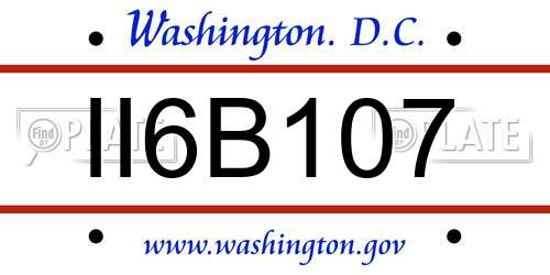 II6B107 District Of Columbia License Plate