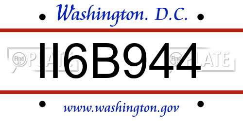 II6B944 District Of Columbia License Plate
