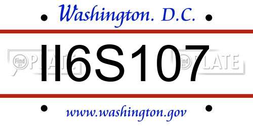 II6S107 District Of Columbia License Plate