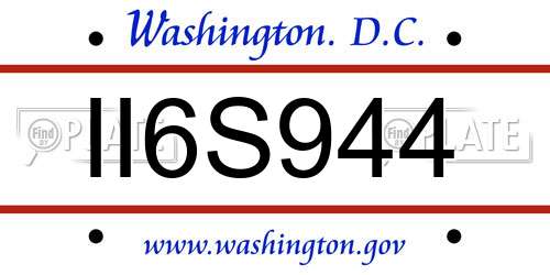 II6S944 District Of Columbia License Plate