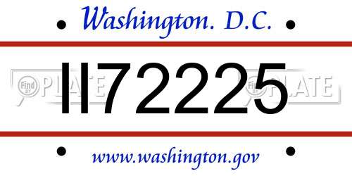 II72225 District Of Columbia License Plate