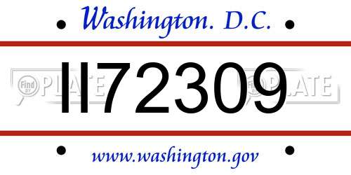 II72309 District Of Columbia License Plate