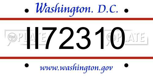 II72310 District Of Columbia License Plate