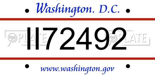 II72492 District Of Columbia License Plate