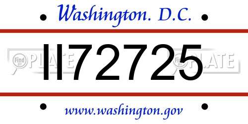 II72725 District Of Columbia License Plate