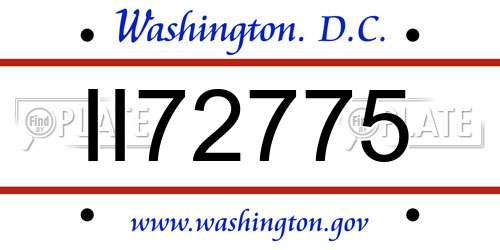 II72775 District Of Columbia License Plate