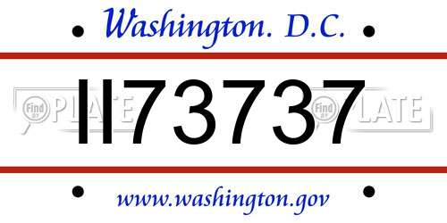 II73737 District Of Columbia License Plate