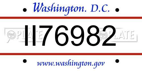 II76982 District Of Columbia License Plate