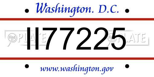 II77225 District Of Columbia License Plate