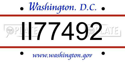 II77492 District Of Columbia License Plate