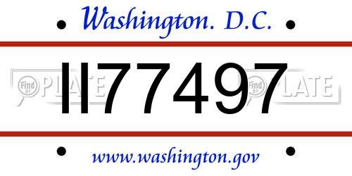 II77497 District Of Columbia License Plate