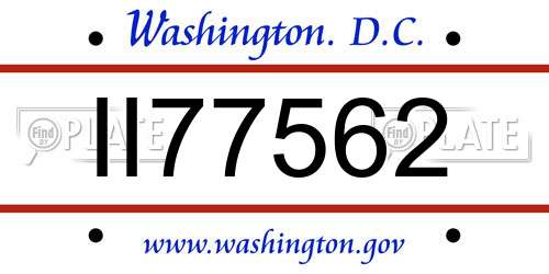 II77562 District Of Columbia License Plate