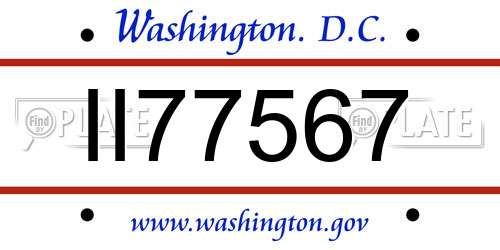 II77567 District Of Columbia License Plate