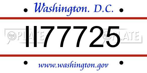 II77725 District Of Columbia License Plate
