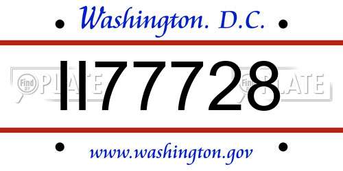 II77728 District Of Columbia License Plate