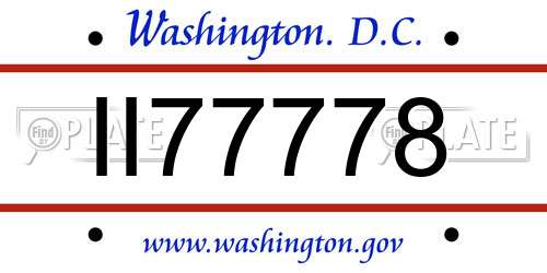II77778 District Of Columbia License Plate