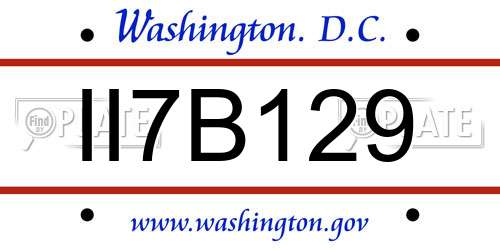 II7B129 District Of Columbia License Plate
